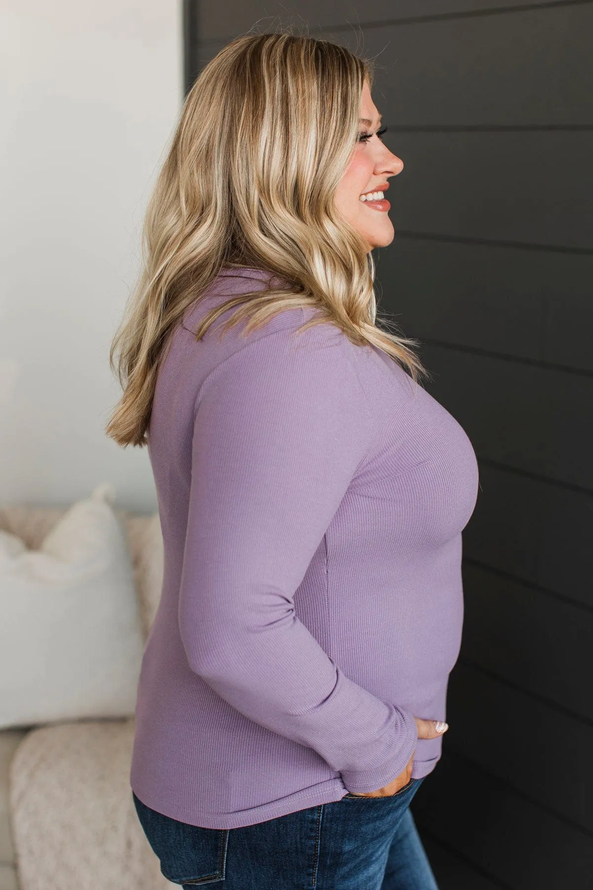 Pure Delight Ribbed Top- Lavender
