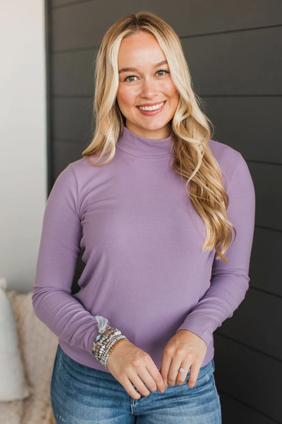 Pure Delight Ribbed Top- Lavender
