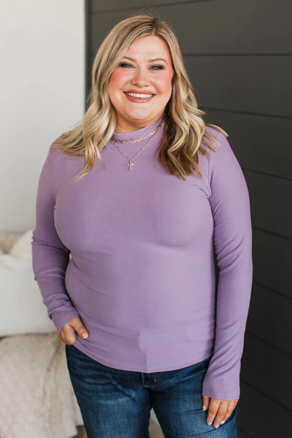 Pure Delight Ribbed Top- Lavender