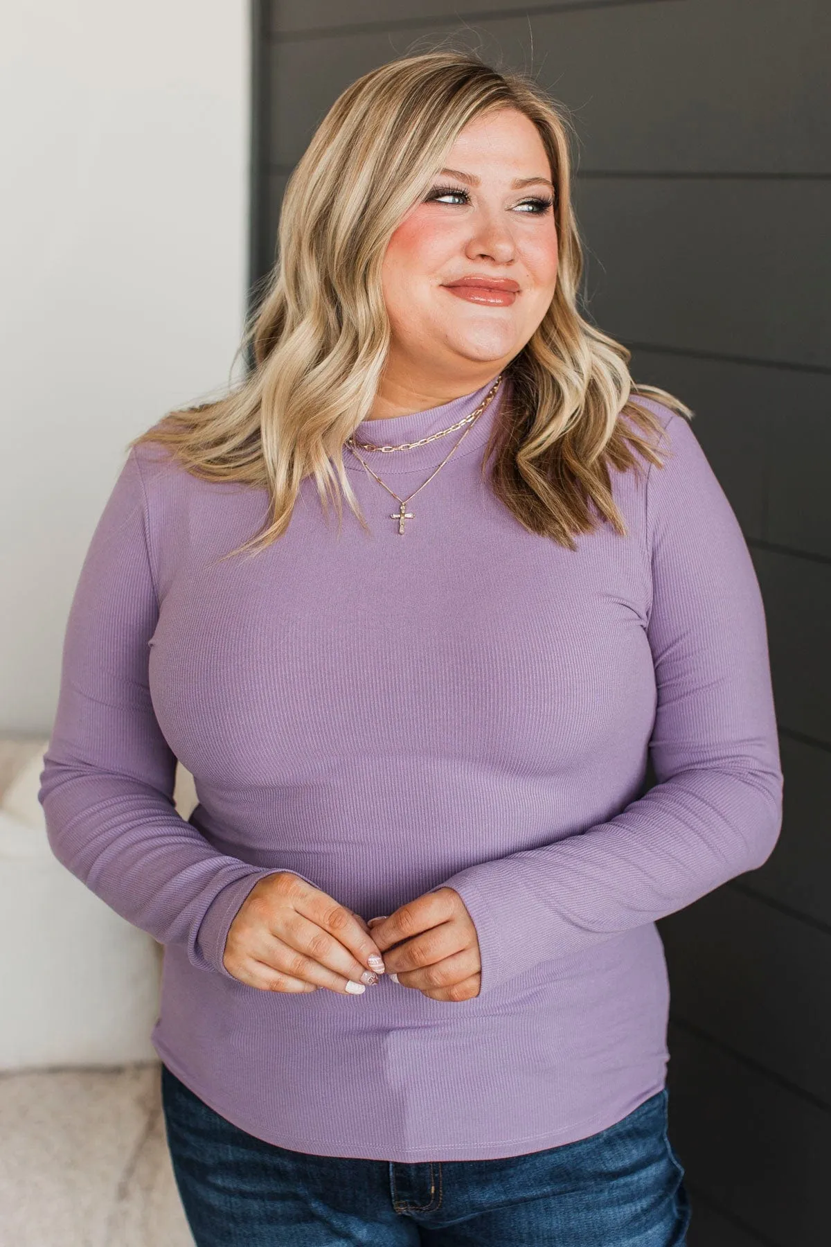 Pure Delight Ribbed Top- Lavender