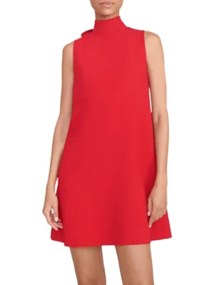 Quant Back Tie-Bow Sleeveless Mini Shift Dress In Ruby