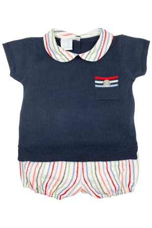 "Nico" Navy Knit Top & Striped Jam Pants