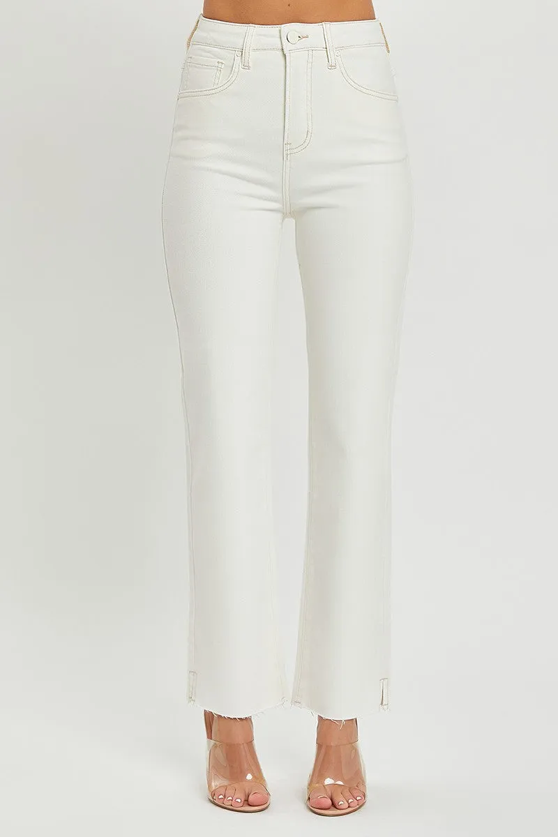 RAW HEM STRAIGHT LEG PANTS