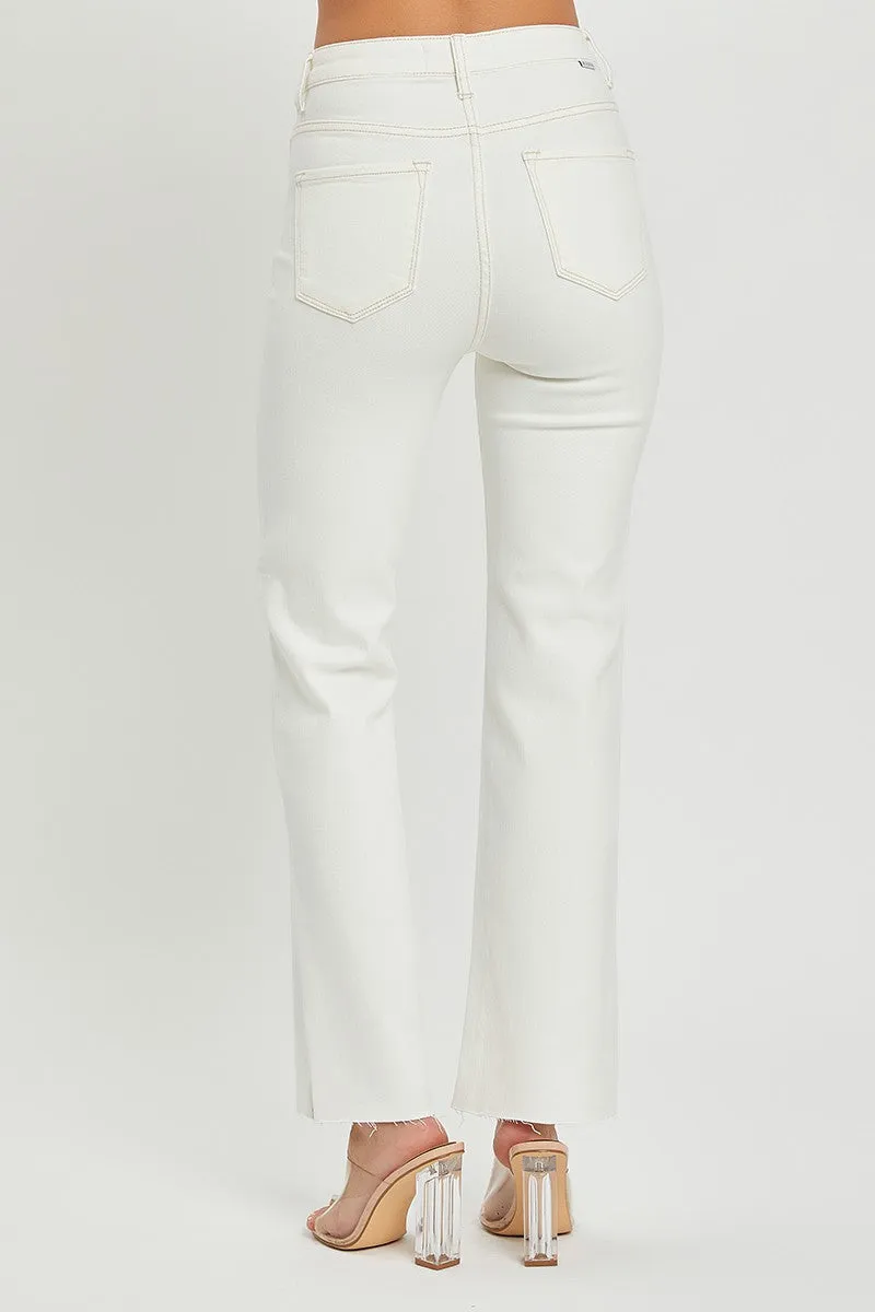 RAW HEM STRAIGHT LEG PANTS