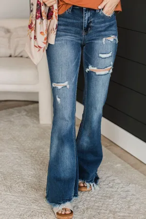 Real Teal Cut Out Raw Hem Slim Fit High Waist Flare Pants