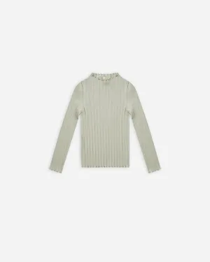 RIBBED LONG SLEEVE TEE - AGAVE