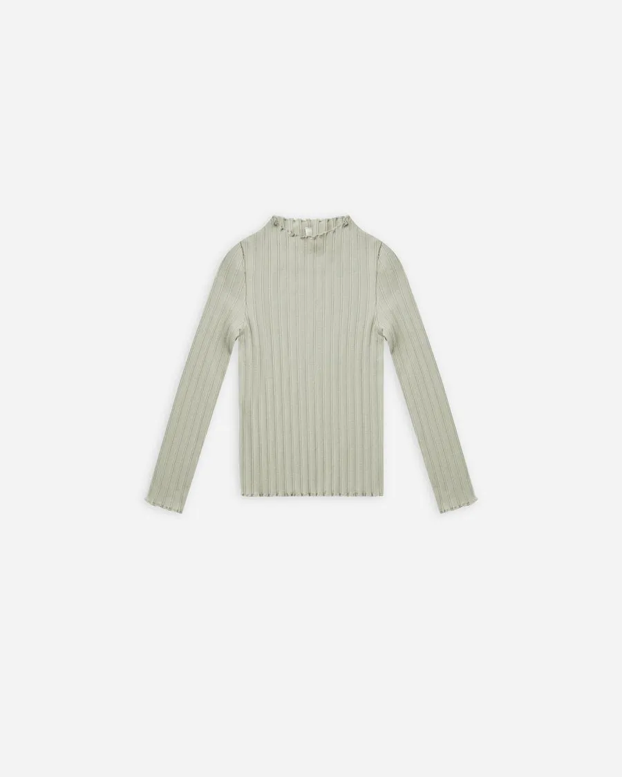 RIBBED LONG SLEEVE TEE - AGAVE