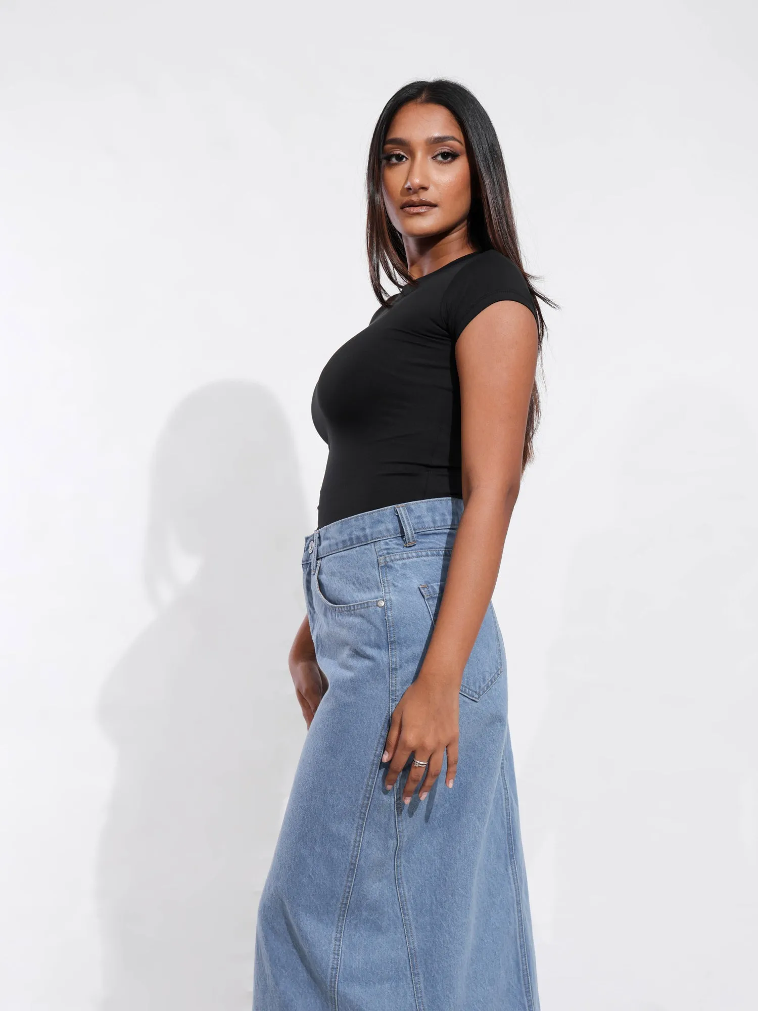 Rue High Neck Fitted T-Shirt