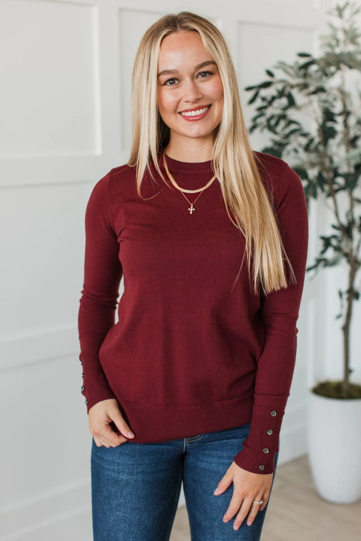 Second Glance Knit Sweater- Wine