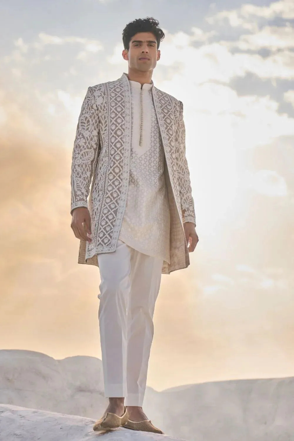 SG Nude Cream Open Sherwani Set
