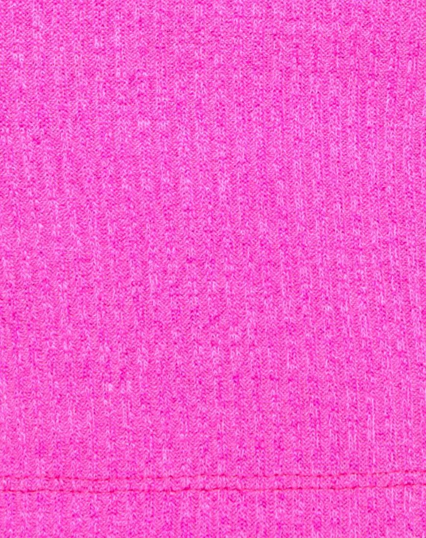 Sharma Crop Top in Knit Crink Hot Pink