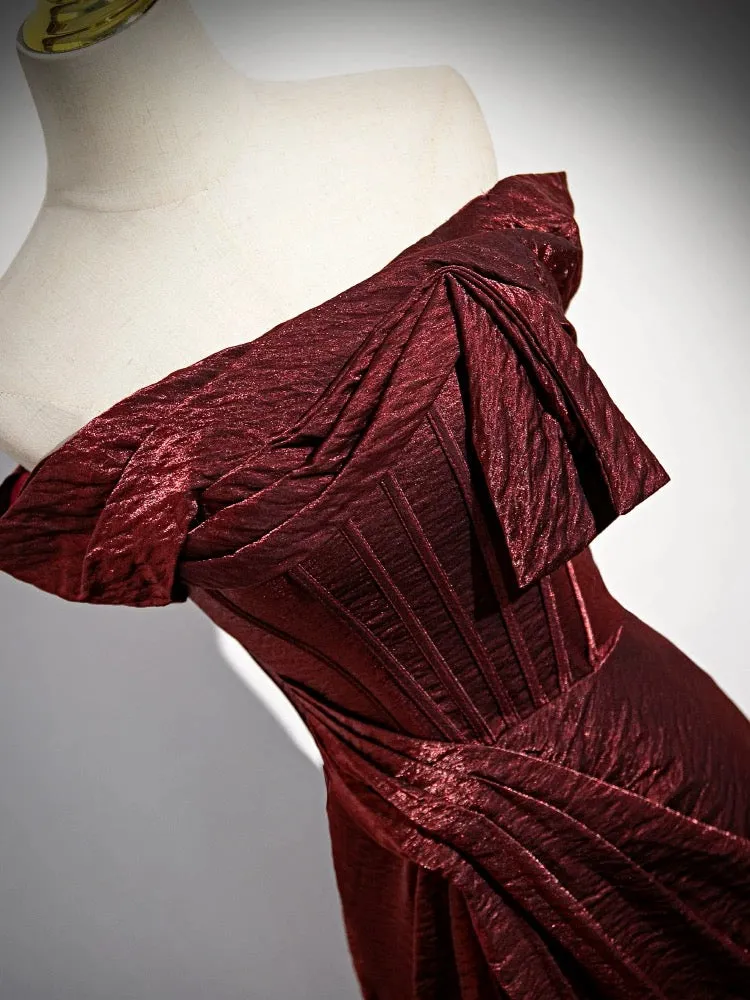 Simple Mermaid Burgundy Long Prom Dress, Burgundy Long Formal Dress