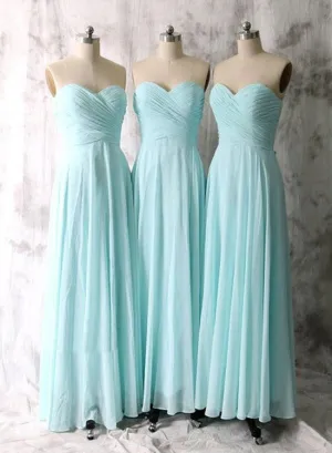 Simple Mint Blue Bridesmaid Dresses, Sweetheart Chiffon Bridesmaid Dresses, Prom Dresses