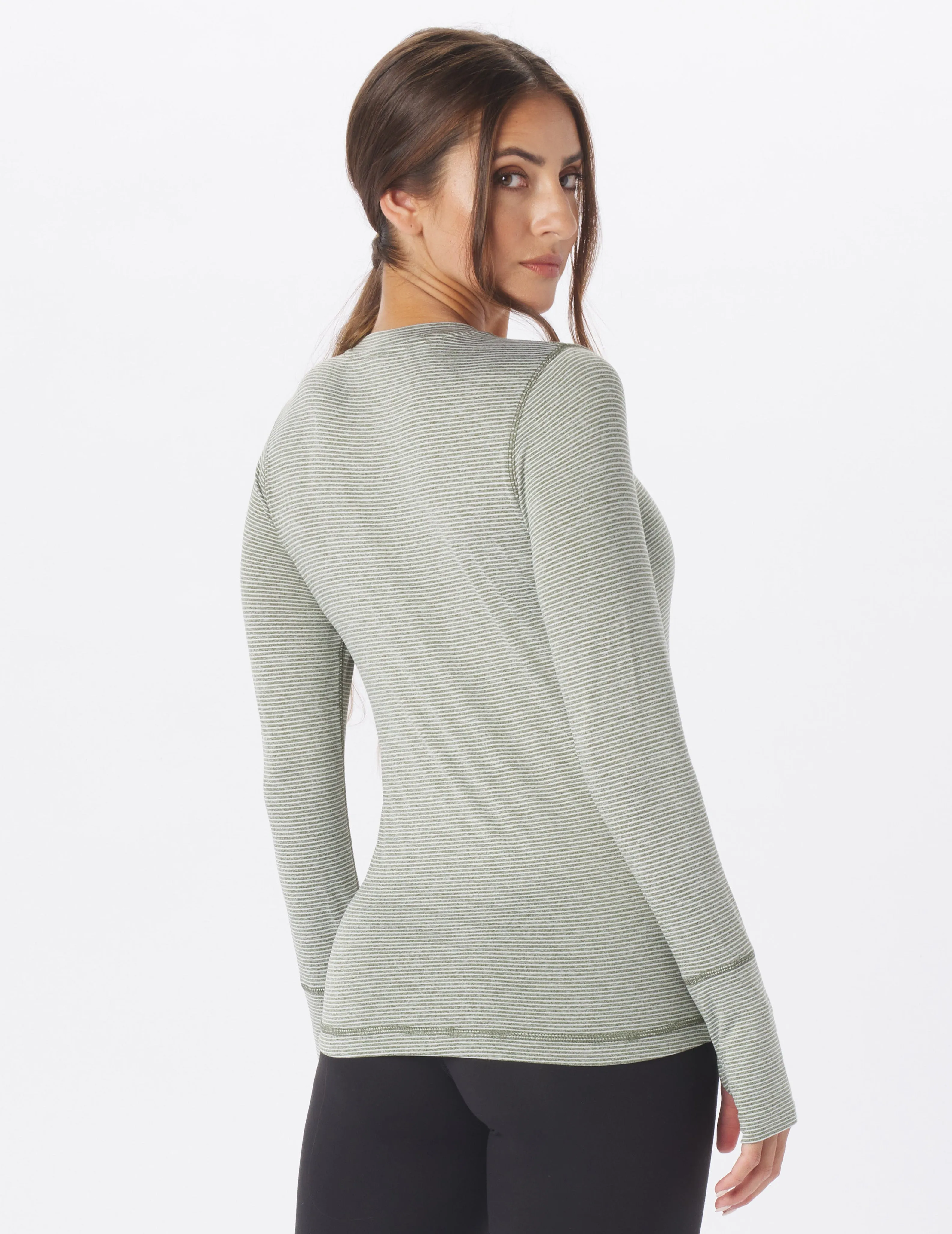 Simplicity Long Sleeve: Chive / Oatmilk Stripe