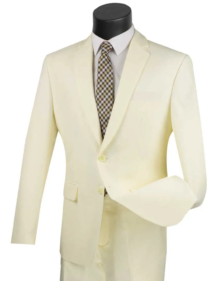 Slim Fit 2 Piece 2 Button Business Suit (Ivory) S-2PP