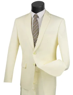 Slim Fit 2 Piece 2 Button Business Suit (Ivory) S-2PP