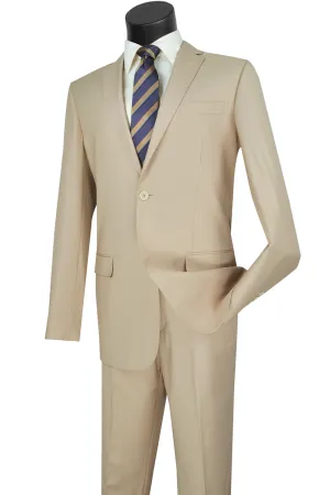 Slim Fit 2 Piece 2 Button Suit (Light Beige) SC900-12
