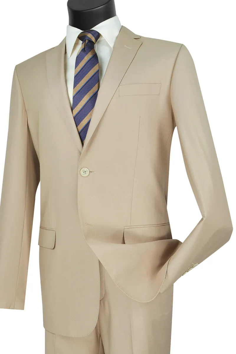 Slim Fit 2 Piece 2 Button Suit (Light Beige) SC900-12