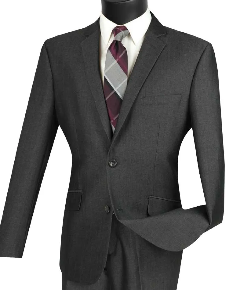 Slim Fit 2 Piece Suit Single Breasted 2 Button Design (Smoke) S2RK-7