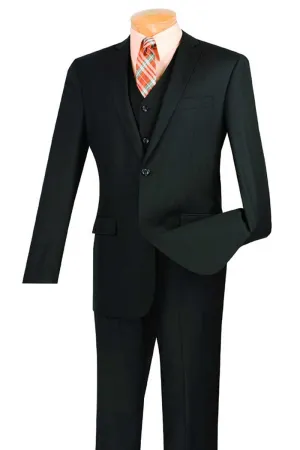 Slim Fit 3 Piece 2 Button Suit (Black) SV2900