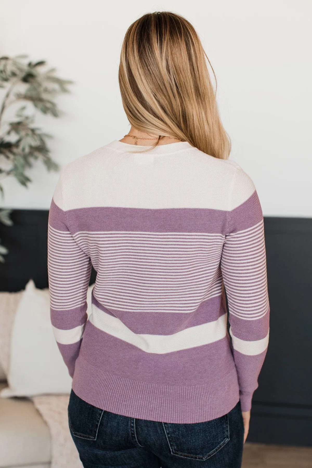 Smitten With You Color Block Sweater- Lavender