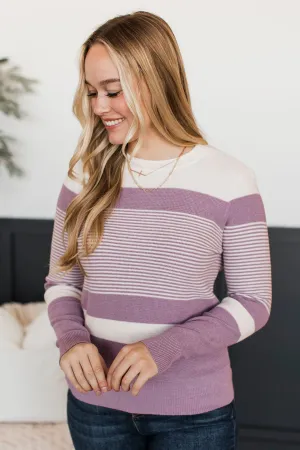 Smitten With You Color Block Sweater- Lavender