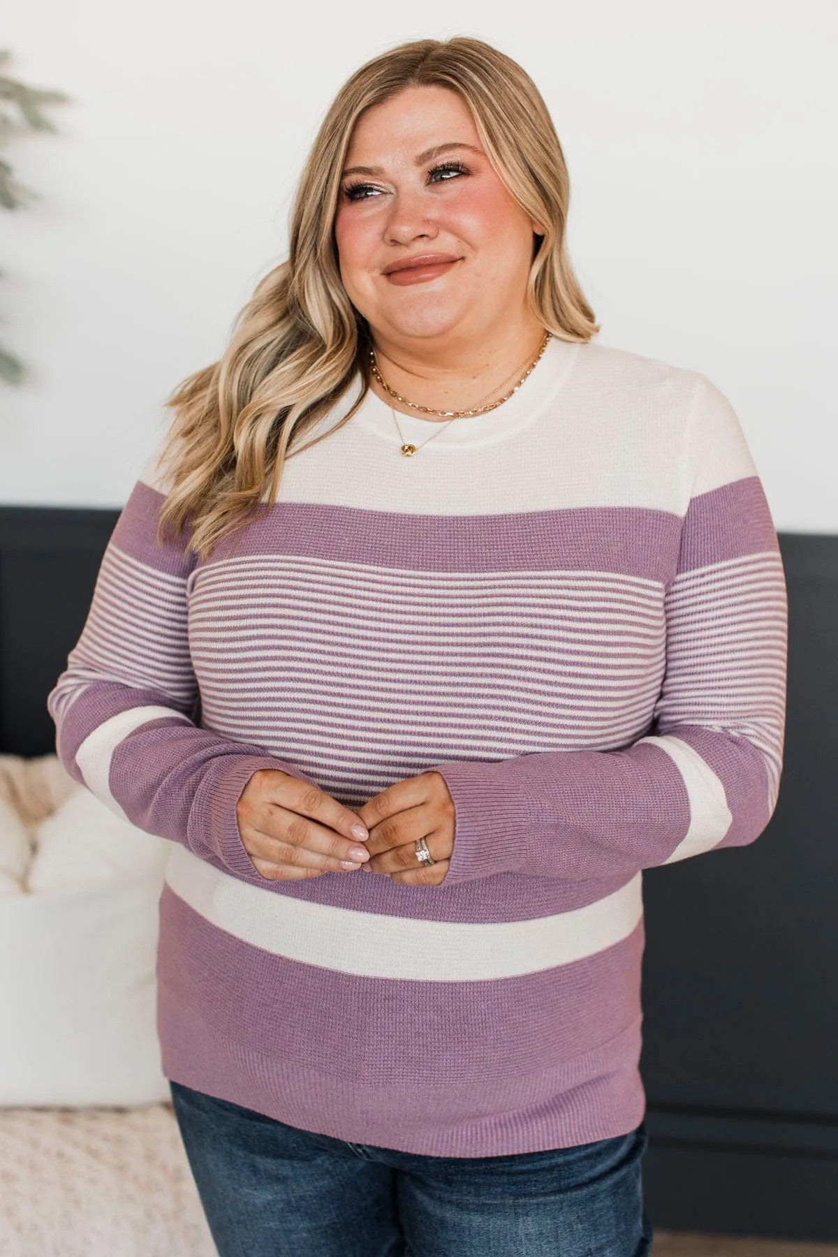 Smitten With You Color Block Sweater- Lavender