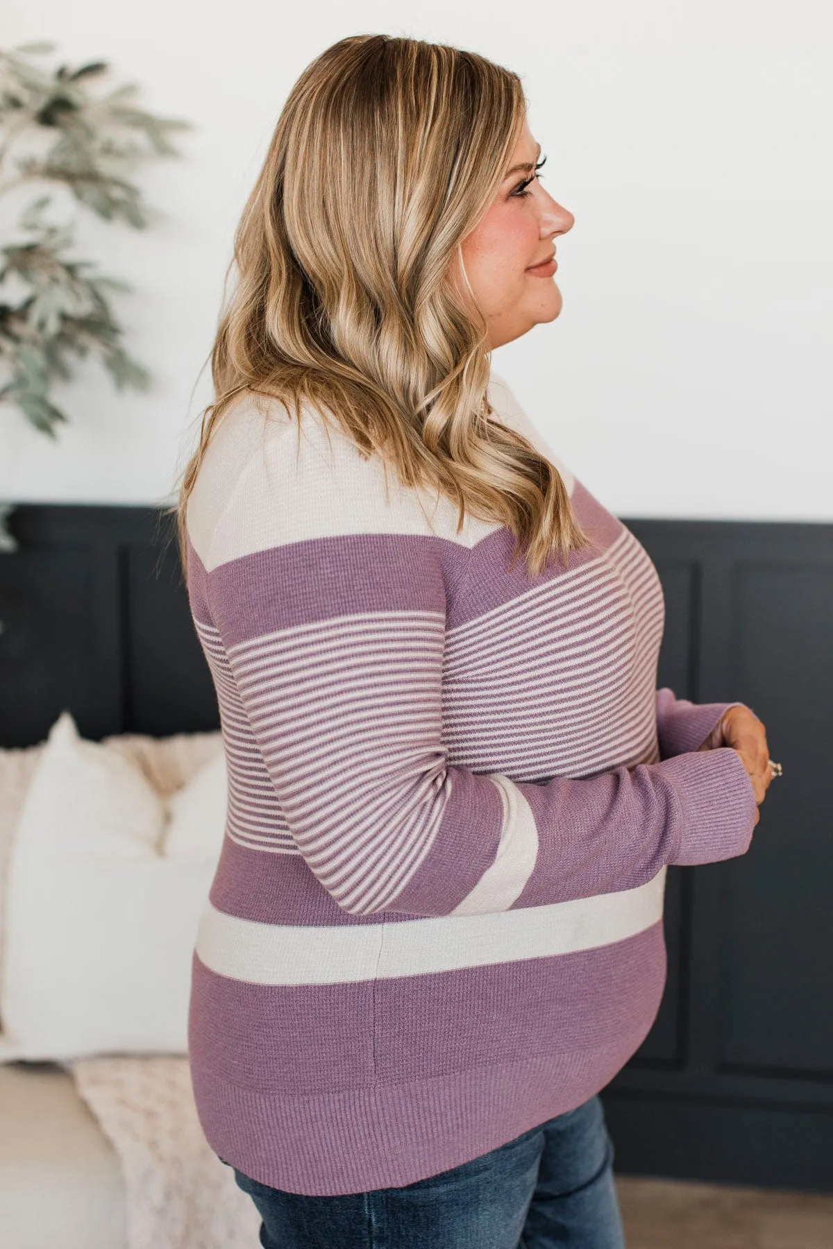 Smitten With You Color Block Sweater- Lavender