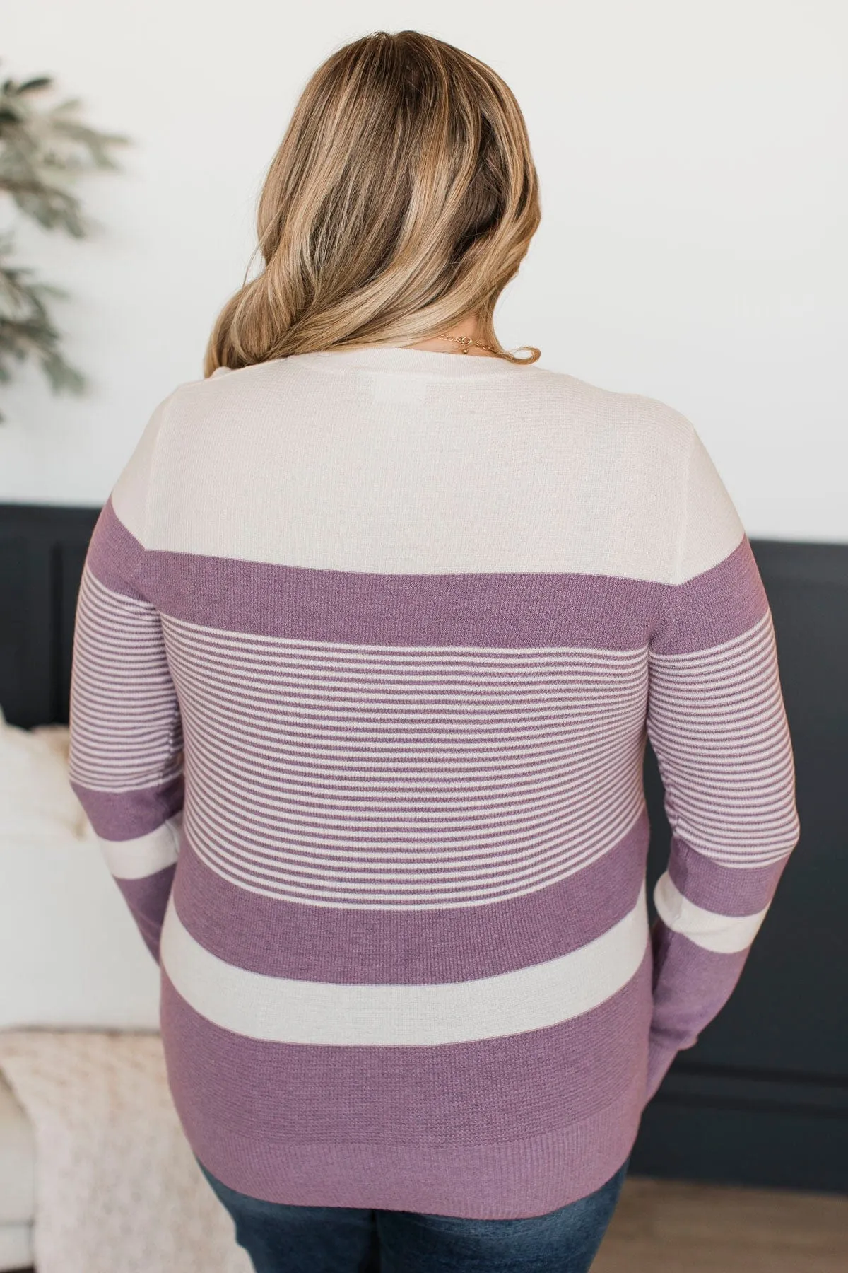 Smitten With You Color Block Sweater- Lavender