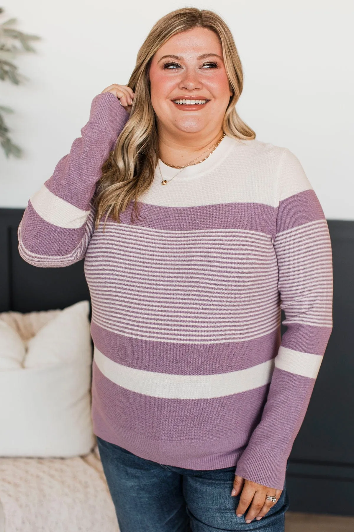 Smitten With You Color Block Sweater- Lavender