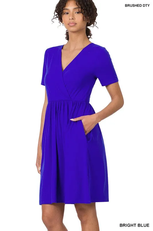 Soft Fabric Surplice Dress