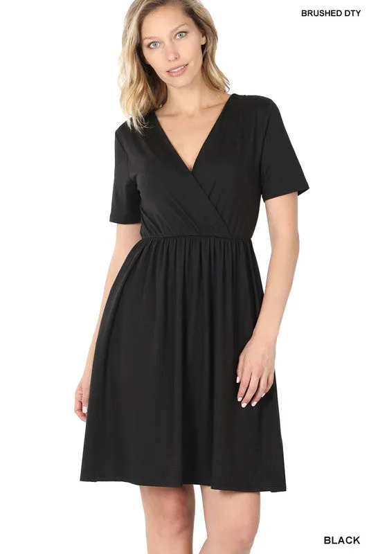 Soft Fabric Surplice Dress