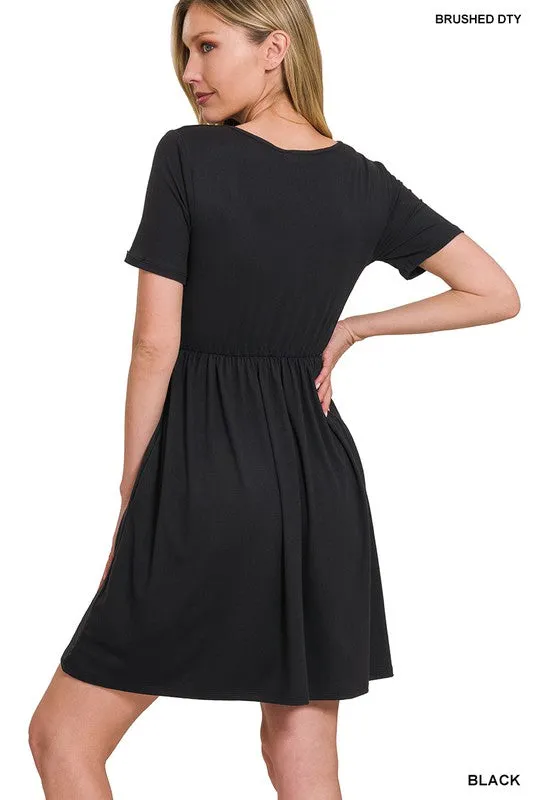 Soft Fabric Surplice Dress