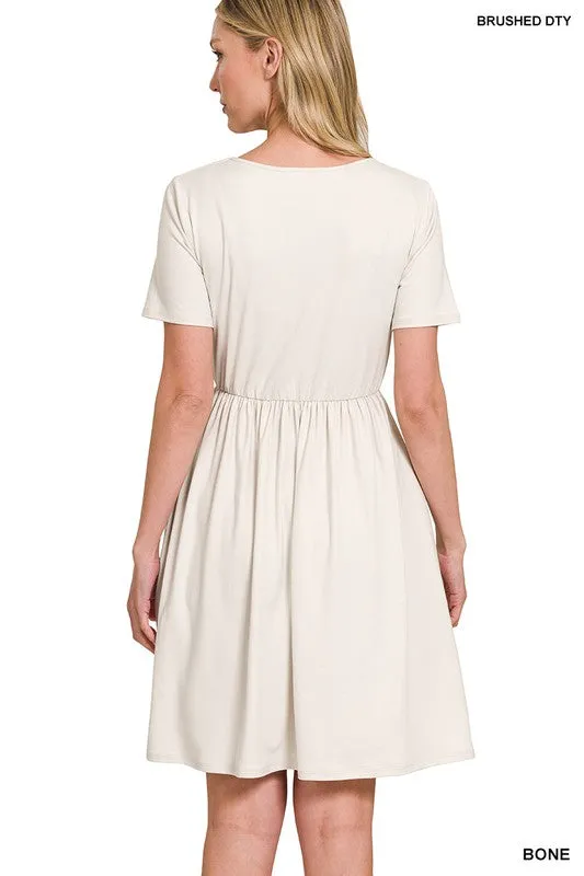 Soft Fabric Surplice Dress