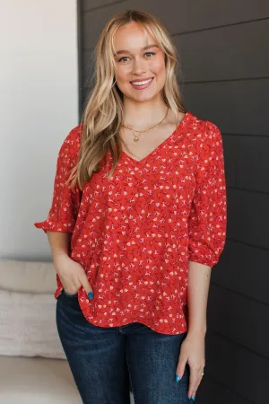 Songs Of The Soul Floral Top- Red