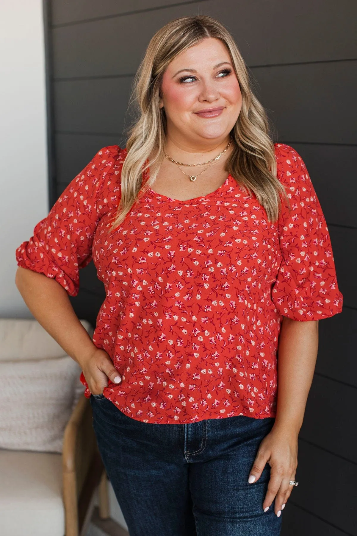 Songs Of The Soul Floral Top- Red