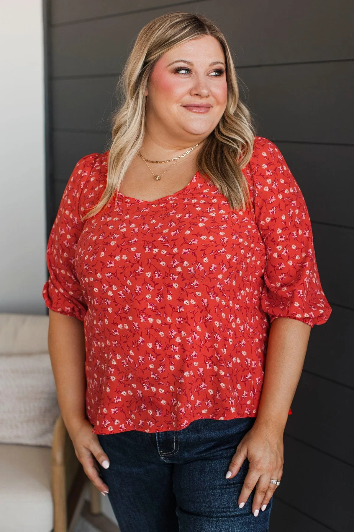 Songs Of The Soul Floral Top- Red
