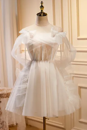 Spaghetti Straps A Line Tulle Short Homecoming Dresses