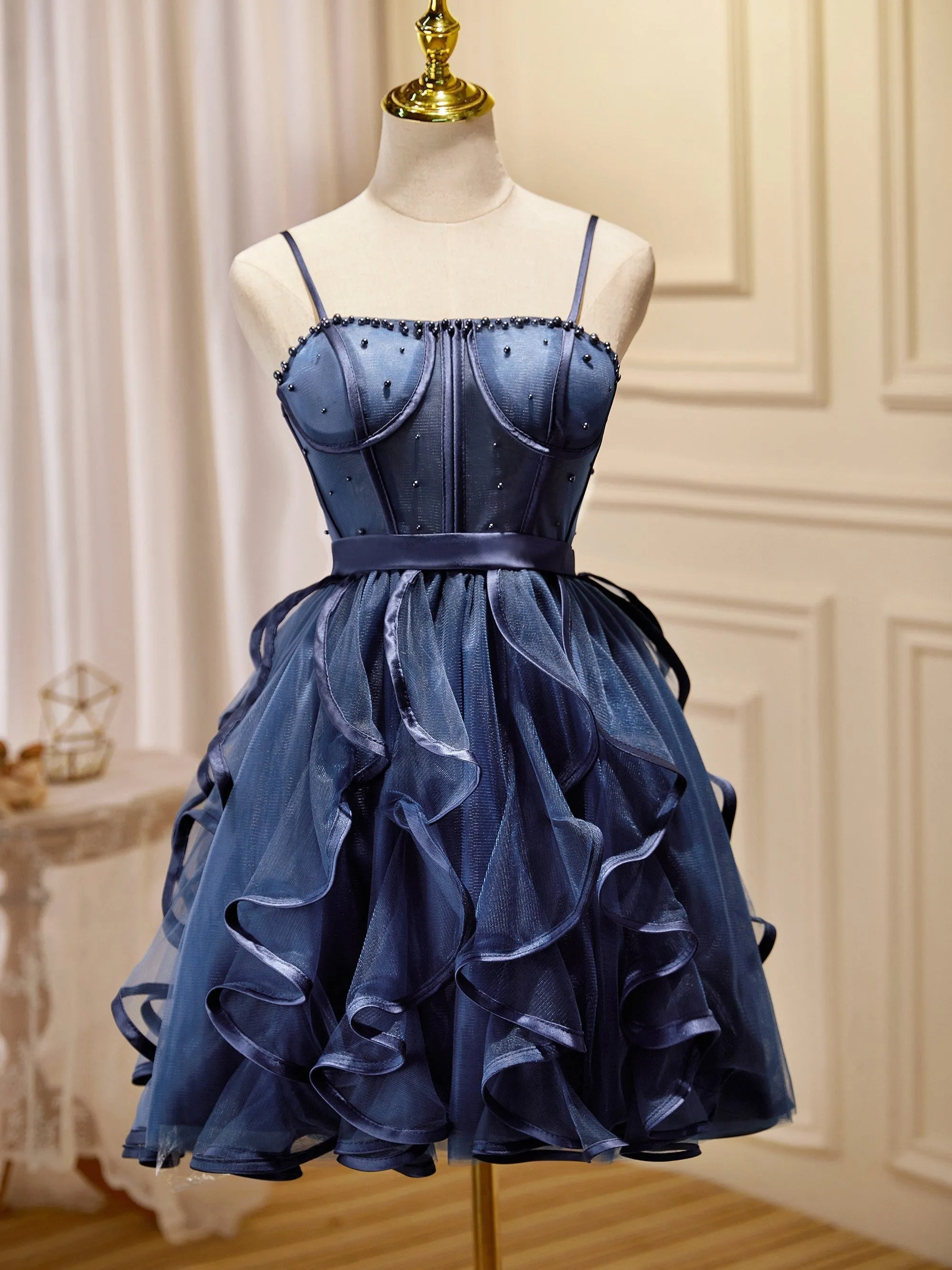 Spaghetti Straps Ball Gown Tulle Short/Mini Homecoming Dresses