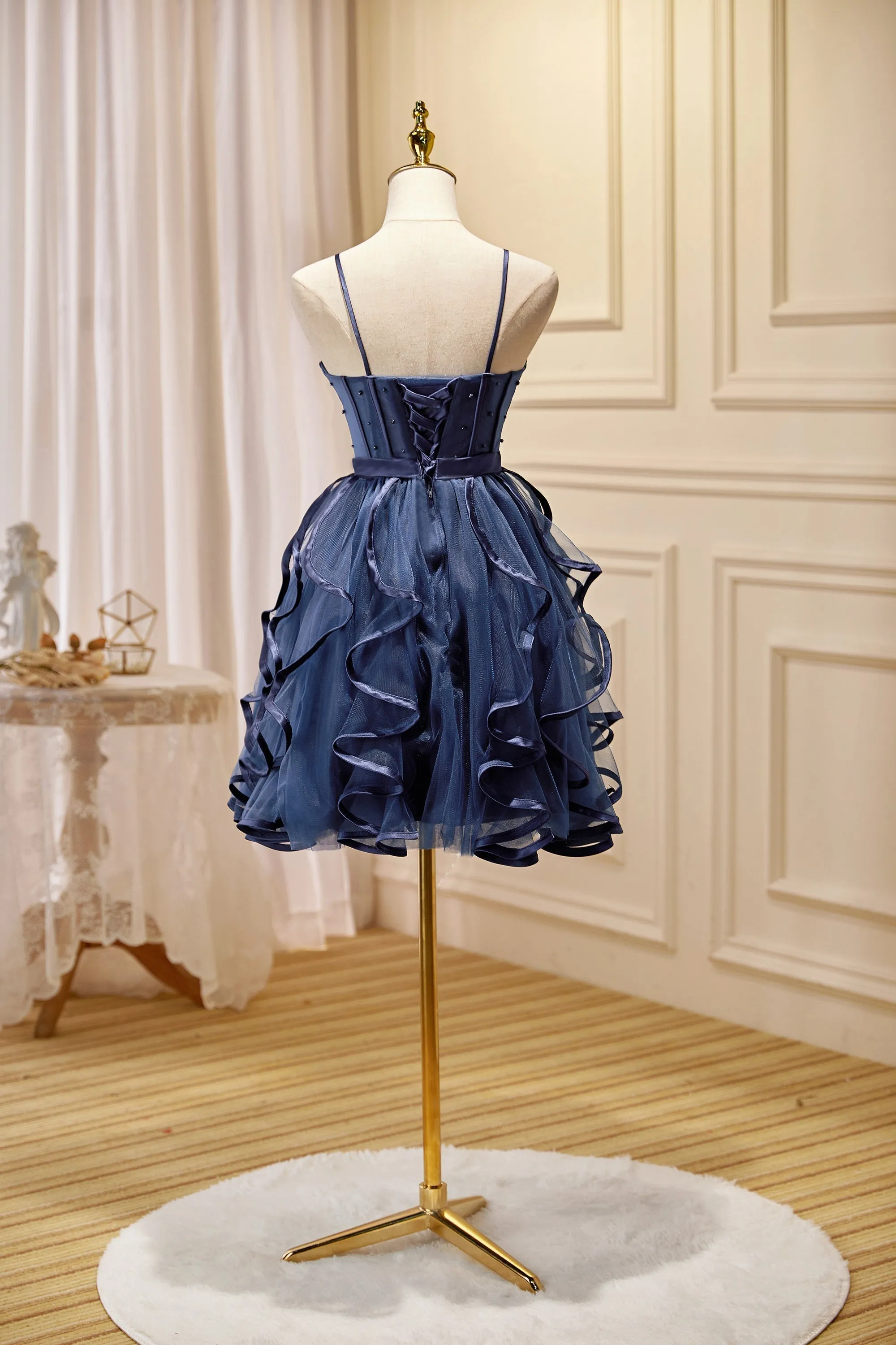 Spaghetti Straps Ball Gown Tulle Short/Mini Homecoming Dresses