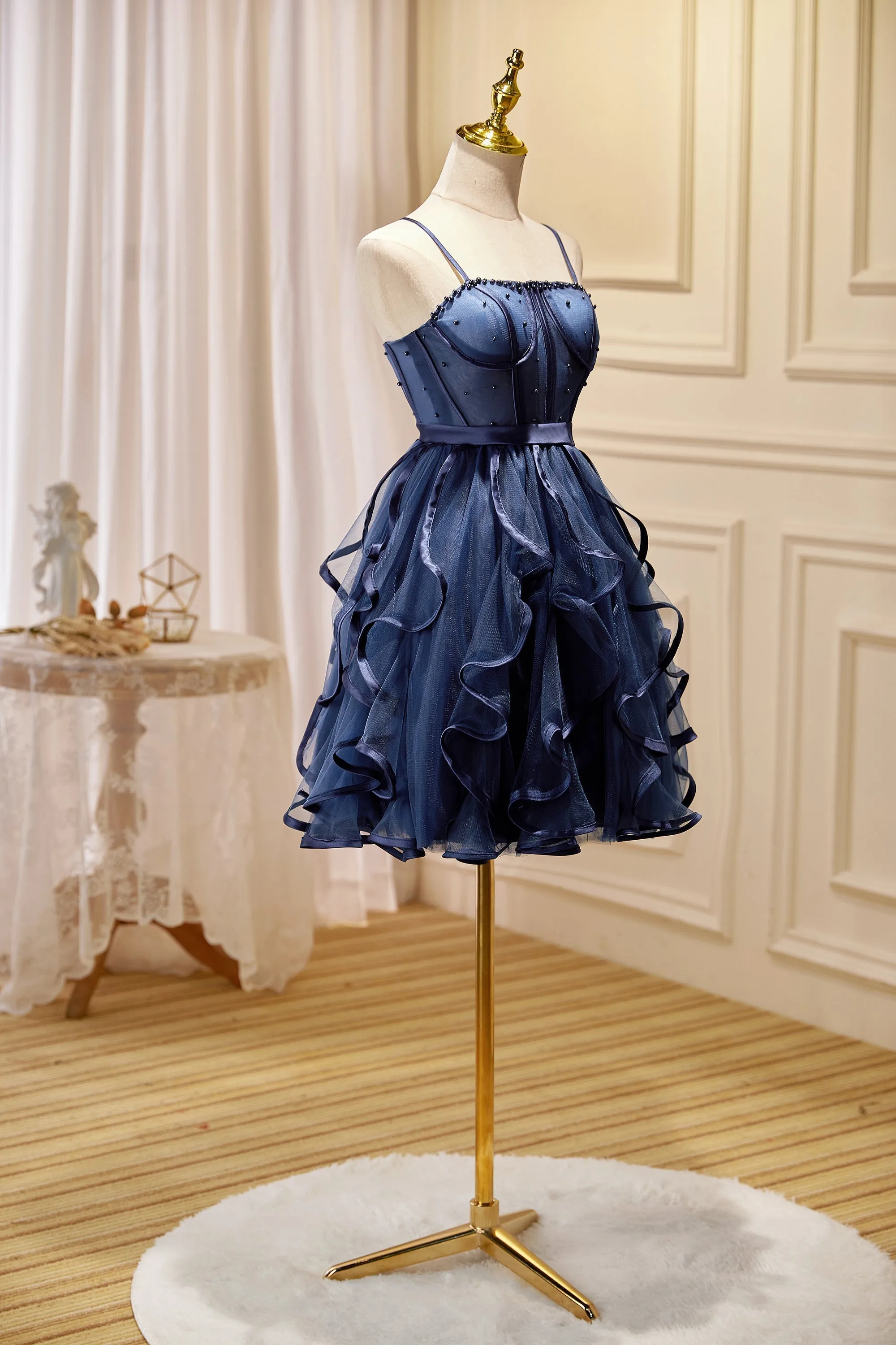 Spaghetti Straps Ball Gown Tulle Short/Mini Homecoming Dresses