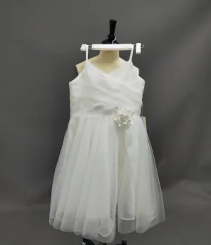Spaghetti Straps V Neck A-line Pleated Tulle Short Dress With Flower
