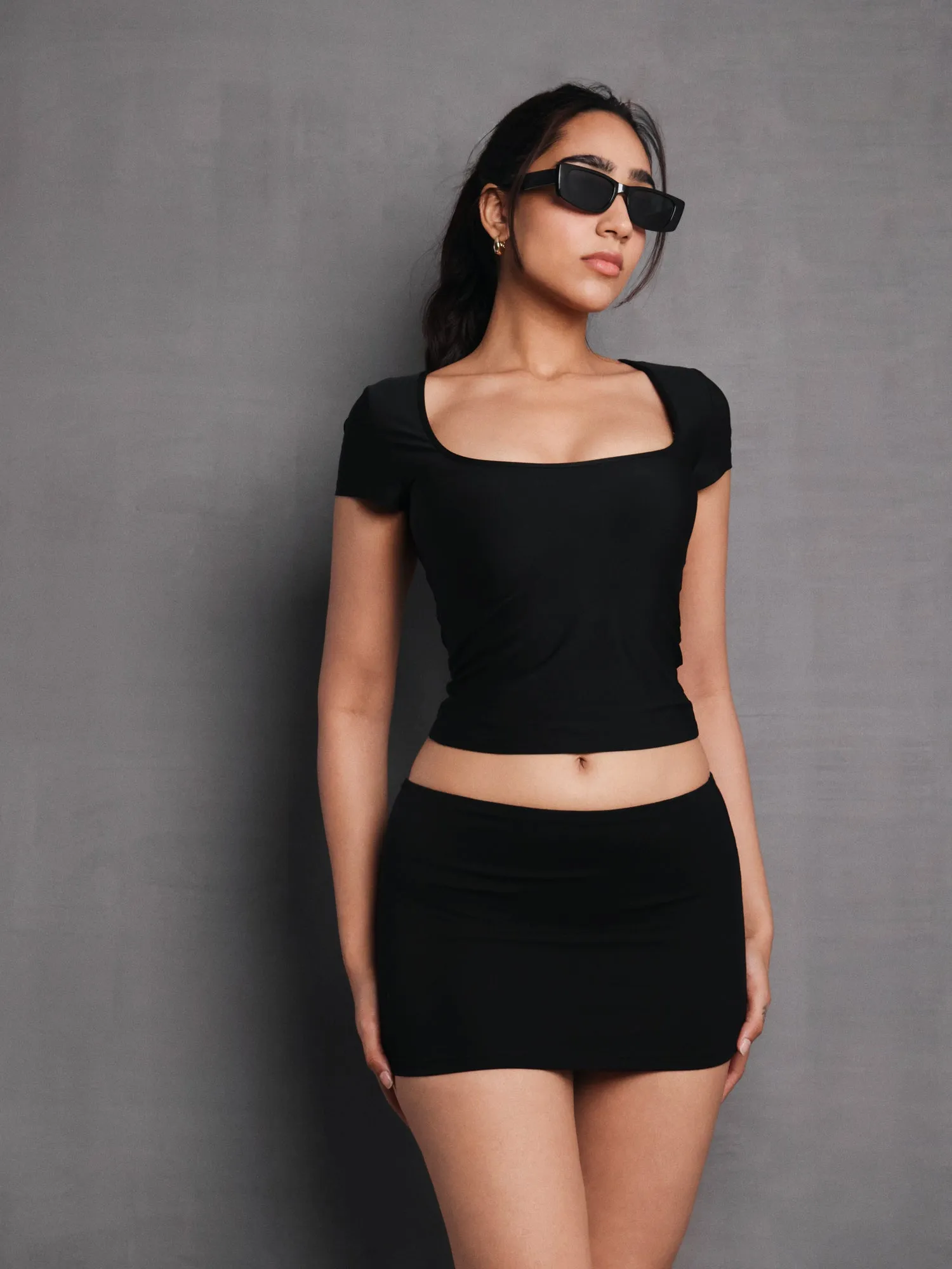 Square Neck Fitted T-Shirt