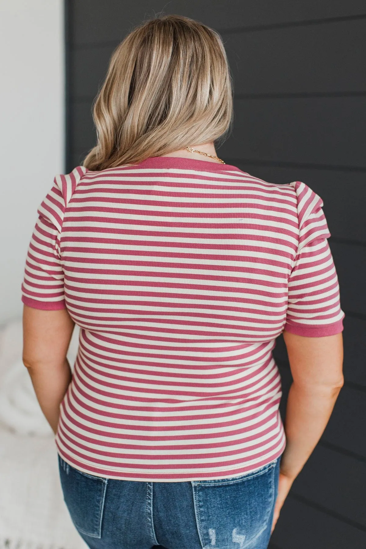 Step Towards Excellence Striped Top- Mauve