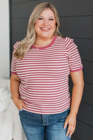 Step Towards Excellence Striped Top- Mauve