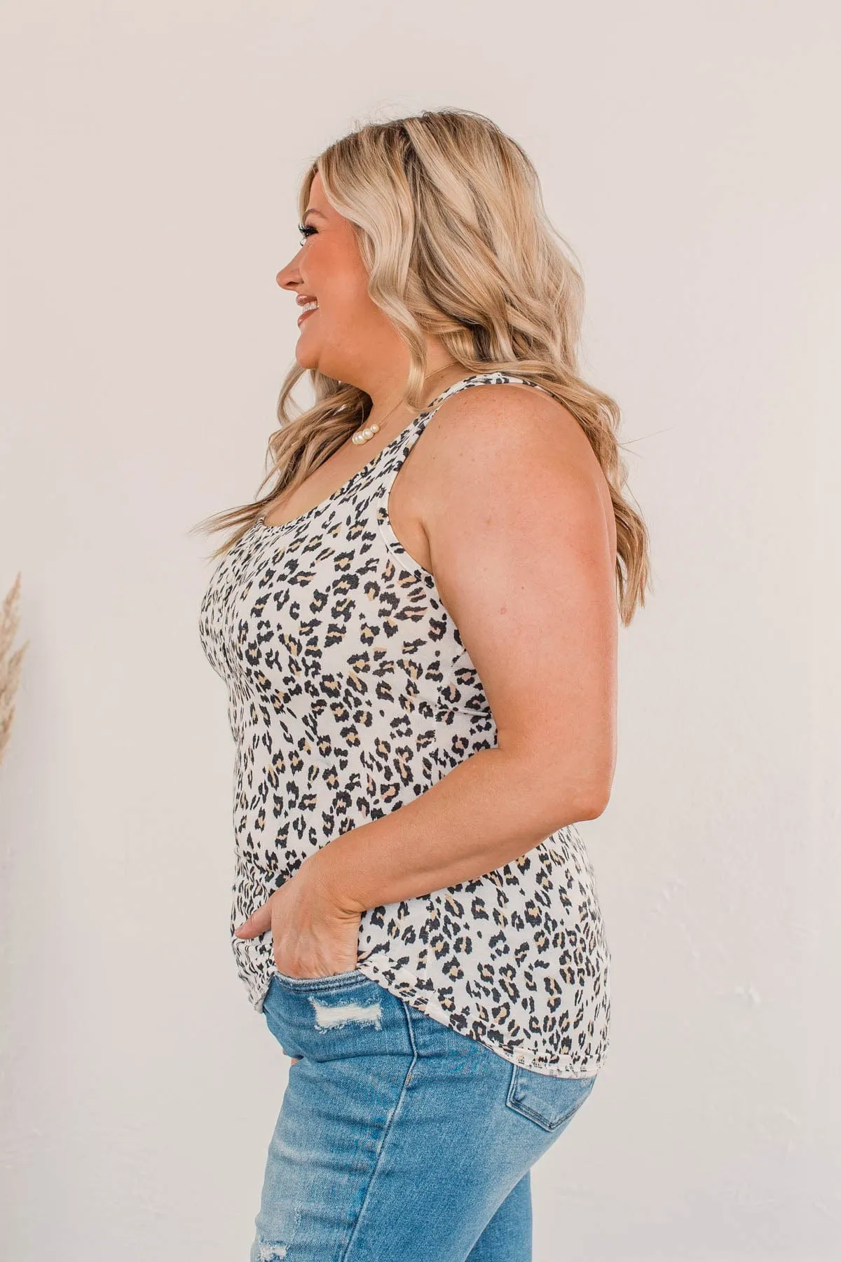 Stronger Than Before Button Tank- Leopard