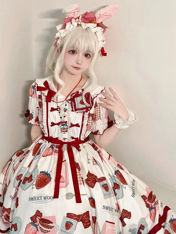 Sweet Lolita Dress Polyester Short Sleeves Dress ROCOCO Style Lolita Dress