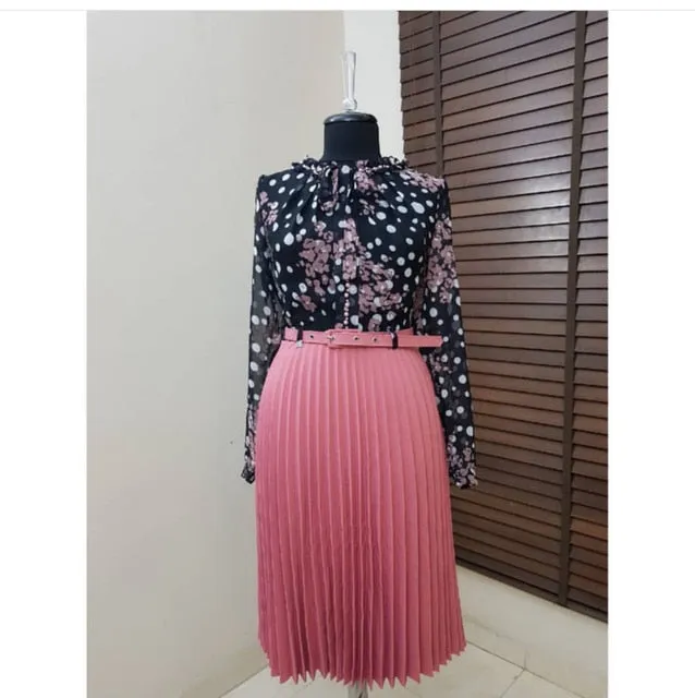 Take Dictation knife pleat print dress