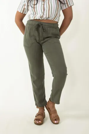 Tencel Drawstring Pants for Women in Dark Olive | 42442-DARKOLIVE