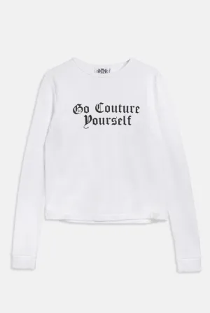 THE ICONS | WHITE 'GO COUTURE' LONG SLEEVE TEE